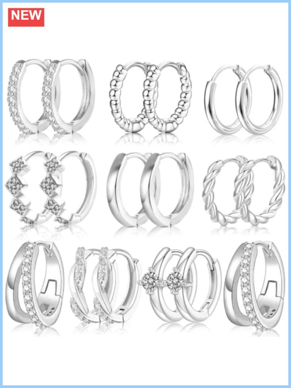 14K Gold Plated Chunky Huggie Hoop Earrings Set Stainless Steel Lightweight